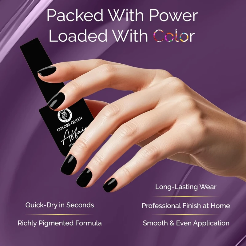 Colors Queen Affair Nail Polish - 58 - Kohl Couture, 13ml | Rich Pigmentation, Quick Drying, Long Lasting Nail Paint | Chip Resistant, No Harmful Chemicals, Semi Matte Nail Polish for Women thumbnail 3